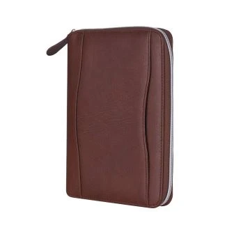 Zipper PU Da Danh mục đầu tư Logo dập nổi A5